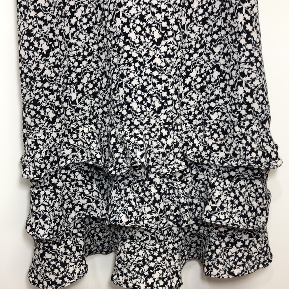 Urban Outfitters Angelica Floral Ruffle Midi Dress Black Cream Size Medium - Picture 6 of 12